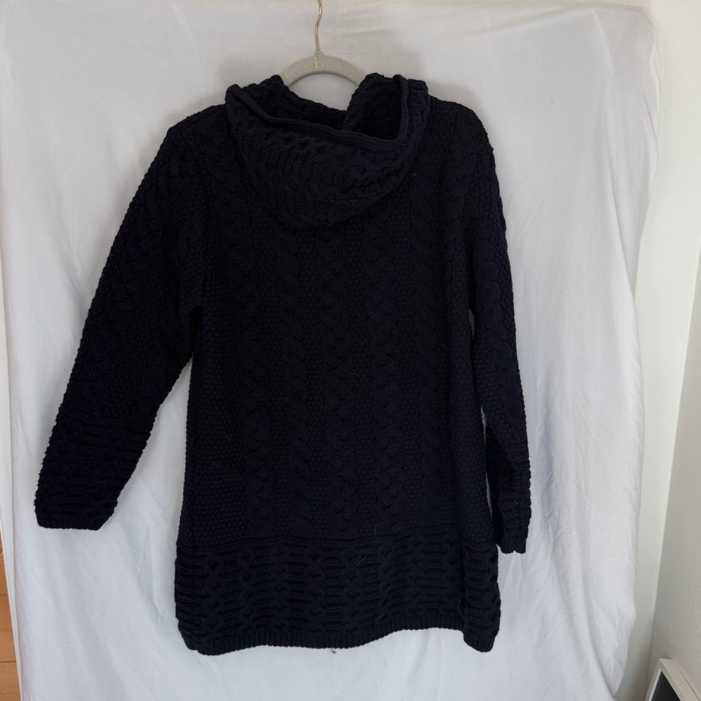 Aran Crafts Full Zip Hooded Knit Sweater In Navy Blue Size M - Picture 6 of 6
